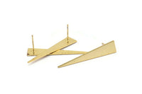 Gold Triangle Earring, 4 Textured Gold Plated Brass Triangle Stud Earrings (40x8x0.80mm) M146 A1554
