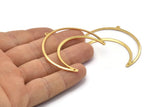 Gold Moon Charm, 2 Gold Plated Brass Crescent Moon Charms With 1 Loop And 2 Holes (50x17x0.90mm) M845 Q1063