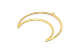 Gold Moon Charm, 2 Gold Plated Brass Crescent Moon Charms With 1 Loop (50x17x0.80mm) M844 Q0683