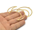 Gold Moon Charm, 2 Gold Plated Brass Crescent Moon Charms With 1 Loop (50x17x0.80mm) M844 Q0683