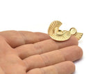 Gold Sun Earring, 2 Gold Plated Brass Sunshine Stud Earrings - Pad Size 6mm (22x15mm) N1115