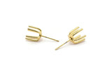 Gold Claw Earring, 4 Gold Plated Brass 6 Claw Stud Earrings (21mm) N1135