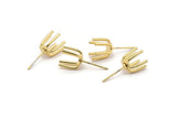 Gold Claw Earring, 4 Gold Plated Brass 6 Claw Stud Earrings (21mm) N1135