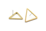 Brass Triangle Earring, 6 Raw Brass Triangle Stud Earrings (28x2mm) D0013 A2031