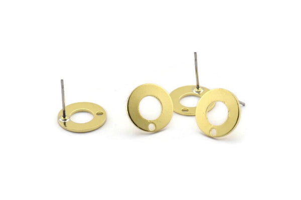 Brass Round Earring, 10 Raw Brass Round Earring Studs (12x0.80mm) M366 A2015
