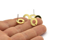 Brass Round Earring, 10 Raw Brass Round Earring Studs (12x0.80mm) M366 A2015