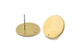 Brass Round Earring, 6 Raw Brass Round Stud Earrings With 1 Hole (18x1.2mm) D1379 A2024