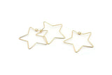 Star Wire Earring, 4 Gold Plated Brass Star Shape Wire Earrings, Jewelry Supplies, Findings, Charms (35x0.70mm) E351