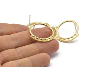Gold Circle Earring, 2 Gold Plated Brass Circle Stud Earrings (30x27x1.5mm) N1254