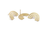 Earring Studs, 2 Gold Plated Brass - U Shape Earrings - Gold Earrings - Earrings (15x25x1mm) N1472