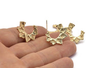 Gold Leaf Earring, 2 Gold Plated Brass Leaf Stud Earrings (17x21mm) N1046