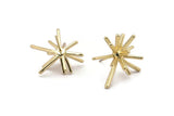 Gold Sea Urchin Earring, 2 Gold Plated Brass Sea Urchin Stud Earrings (23x20mm) N1360 H0507