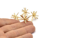 Gold Sea Urchin Earring, 2 Gold Plated Brass Sea Urchin Stud Earrings (23x20mm) N1360 H0507