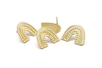 Earring Studs, 2 Gold Plated Brass - U Shape Earrings - Gold Earrings - Earrings (20x24x1mm) N1462 Q1075