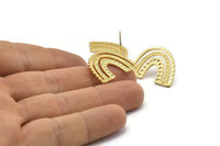 Earring Studs, 2 Gold Plated Brass - U Shape Earrings - Gold Earrings - Earrings (20x24x1mm) N1462 Q1075