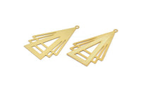 Gold Triangle Charm, 4 Gold Plated Brass Triangle Charms With 1 Loop, Earrings, Pendants (43x27mm) D0629
