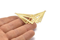 Gold Triangle Charm, 4 Gold Plated Brass Triangle Charms With 1 Loop, Earrings, Pendants (43x27mm) D0629
