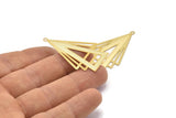 Gold Triangle Charm, 4 Gold Plated Brass Triangle Charms With 1 Loop, Earrings, Pendants (43x27mm) D0629