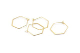 Gold Earring Wire, 10 Gold Plated Brass Hexagon Earring Wires (25x32mm) D1717