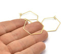 Gold Earring Wire, 10 Gold Plated Brass Hexagon Earring Wires (25x32mm) D1717