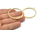 Gold Round Earring, 2 Gold Plated Brass Round Earring Charms With 1 Loop and 3 Holes, Pendants, Findings (40mm) E547