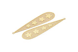 Gold Earring Charm, 4 Gold Plated Brass Textured Flower Earring Charms With 1 Loop Pendants, Findings (80x20mm) E423