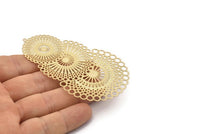 Gold Earring Charm, Gold Plated Brass Ethnic Motif Earring Charm With 1 Loop, Pendants, Findings (79x50mm) E465