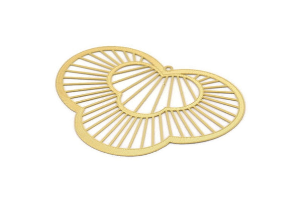 Gold Earring Charm, 2 Gold Plated Brass Ethnic Motif Earring Charms With 1 Loop, Pendants, Findings (64x46mm) E500