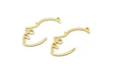 Gold Face Charm, 12 Gold Plated Brass Face Charms With 1 Loop, Pendants, Earrings, Findings (31x16x1mm) D0617