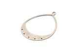 Silver Drop Charm, 2 Antique Silver Plated Brass Drop Charms With 1 Loop And 5 Holes, Pendants (49x36x0.80mm) M1011 H0868