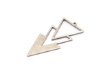 Silver Triangle Charm, 4 Antique Silver Plated Brass Triangle Charms With 1 Loop (49x21x1mm) M01119 H1298