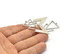 Silver Triangle Charm, 4 Antique Silver Plated Brass Triangle Charms With 1 Loop (49x21x1mm) M01119 H1298