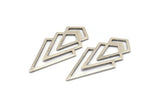 Silver Triangle Blank, 4 Antique Silver Plated Brass Diamond Blanks (46x22x1mm) M01216