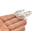 Silver Triangle Blank, 4 Antique Silver Plated Brass Diamond Blanks (46x22x1mm) M01216
