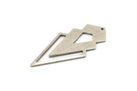 Silver Triangle Charm, 4 Antique Silver Plated Brass Diamond Charms With 1 Hole (46x22x1mm) M01174