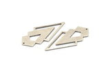 Silver Triangle Charm, 4 Antique Silver Plated Brass Diamond Charms With 1 Hole (46x22x1mm) M01174