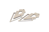 Silver Triangle Charm, 4 Antique Silver Plated Brass Diamond Charms With 1 Hole (46x22x1mm) M01174