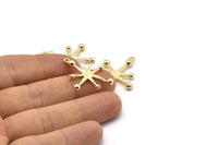 Gold Boom Charm, 2 Gold Plated Brass Boom Charms With 1 Loop (30x26x1mm) N1485