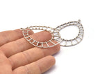 Oval Geometric Pendant, 2 Antique Silver Plated Brass Textured Oval Geometric Pendants With 1 Loop, Findings (49.5x37.5x2mm) BS 2025