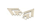 Silver Triangle Charm, 2 Antique Silver Plated Brass Tree Charms With 1 Hole (47x33x1mm) M01220