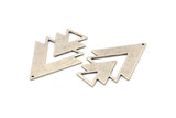 Silver Triangle Charm, 2 Antique Silver Plated Brass Tree Charms With 1 Hole (47x33x1mm) M01220