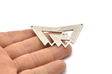 Silver Triangle Charm, 2 Antique Silver Plated Brass Tree Charms With 1 Hole (47x33x1mm) M01220
