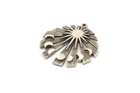 Silver Moon Phases, Antique Silver Plated Brass Rising Sun Flag Charm With 1 Loop, Pendants (30x28x2mm) N1478