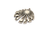 Silver Moon Phases, Antique Silver Plated Brass Rising Sun Flag Charm With 1 Loop, Pendants (30x28x2mm) N1478