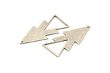 Silver Triangle Charm, 4 Antique Silver Plated Brass Triangle Charms With 1 Hole (47x21x1mm) M01107
