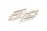 Silver Triangle Charm, 4 Antique Silver Plated Brass Diamond Charms With 1 Loop (49x22x1mm) M01147 H1257