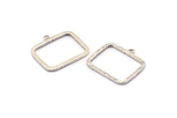 Silver Rectangle Charm, 2 Hammered Antique Silver Plated Brass Rectangle Pendants With 1 Loop (30x24x1.7mm) BS 1869 H1317
