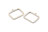 Silver Rectangle Charm, 2 Hammered Antique Silver Plated Brass Rectangle Pendants With 1 Loop (30x24x1.7mm) BS 1869 H1317