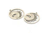 Silver Eye Charm, 4 Antique Silver Plated Brass Eye Charms With 1 Loop, Pendants (30x28x1mm) N1453 H1332