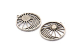 Silver Sun Charm, 2 Antique Silver Plated Brass Sun Charms With 1 Loop, Findings (30x28mm) N1482 H0996